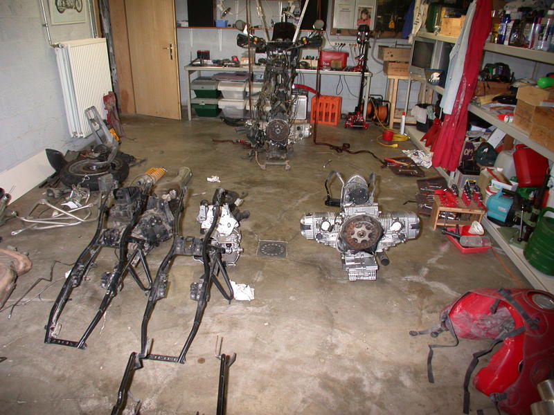 Two bikes in parts