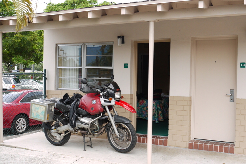 Motelroom with motorcycle