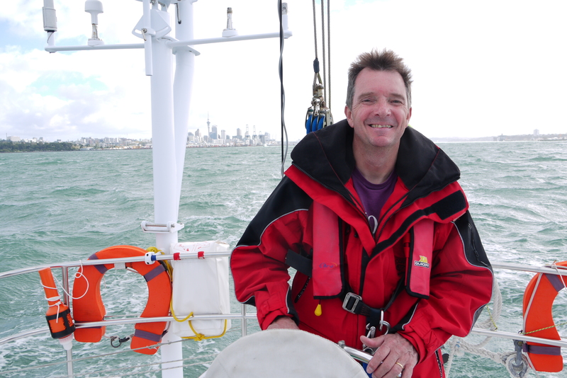 At the helm of Reprise, Auckland, New-Zealand