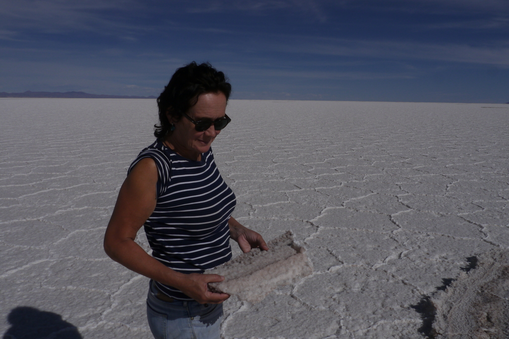 Isabelle on the salt plains