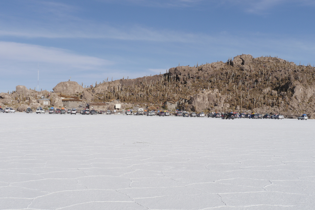 Lots of tourists on the salt flats