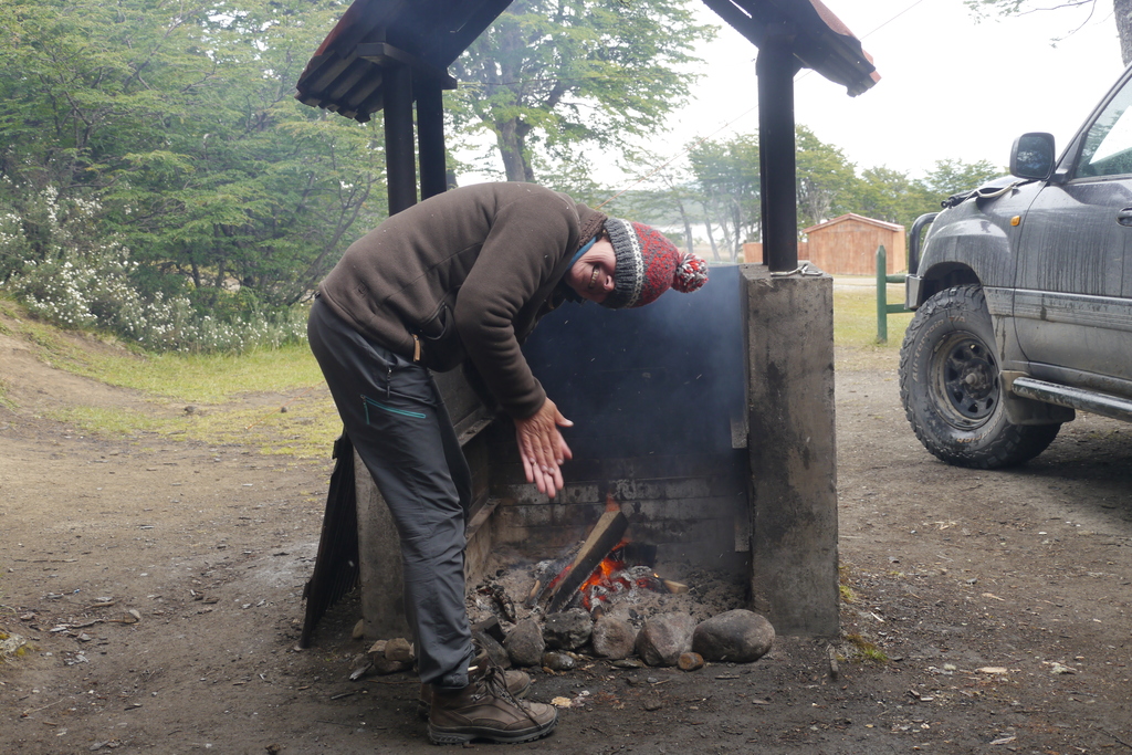 Warming up by the fire